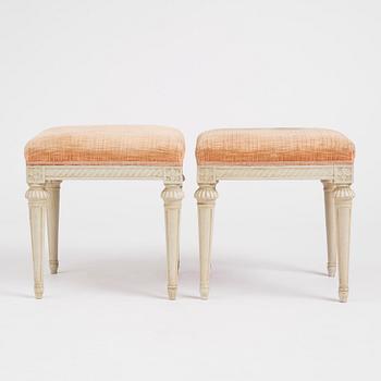 A pair of Gustavian stools by E. Holm (master in Stockholm 1779-1814).