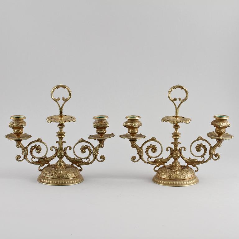 KANDELABRAR, ett par, omkring sekelskiftet 1900.