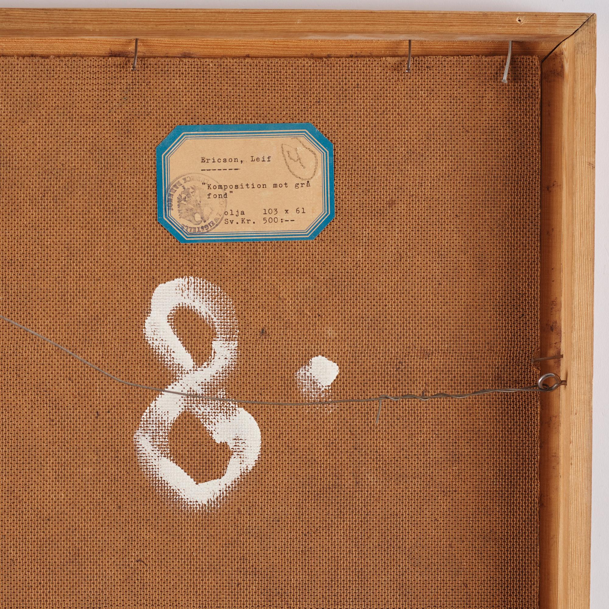 Leif Ericson, "Komposition mot grå fond".