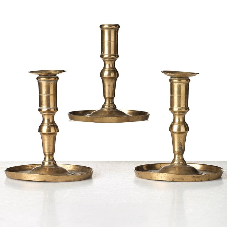 Three Gustavian late 18th century candlesticks, Kungl. Husgerådskammaren.