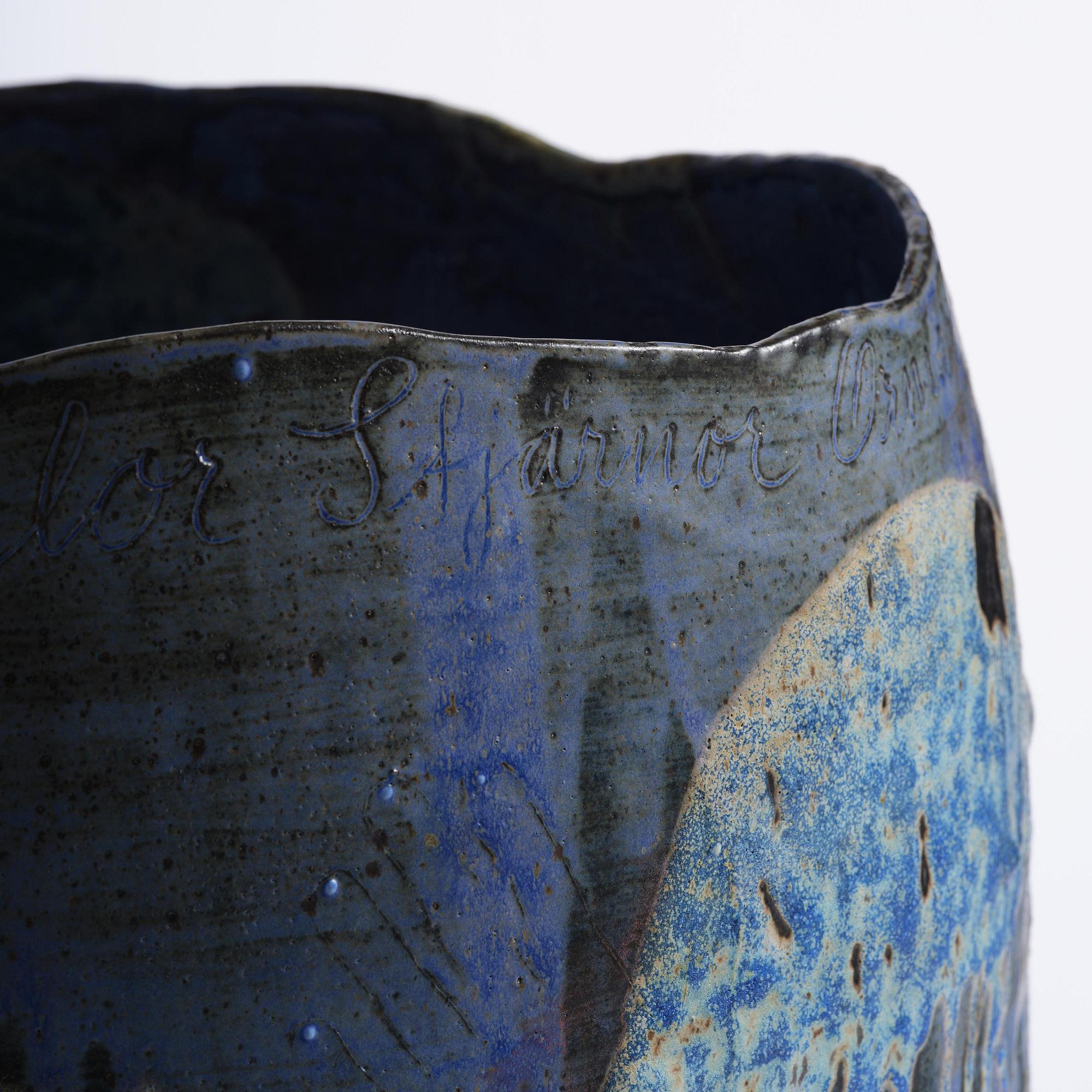 Eva Bengtsson, a stoneware floor vase, own studio, Frillesås, around the year 2000.