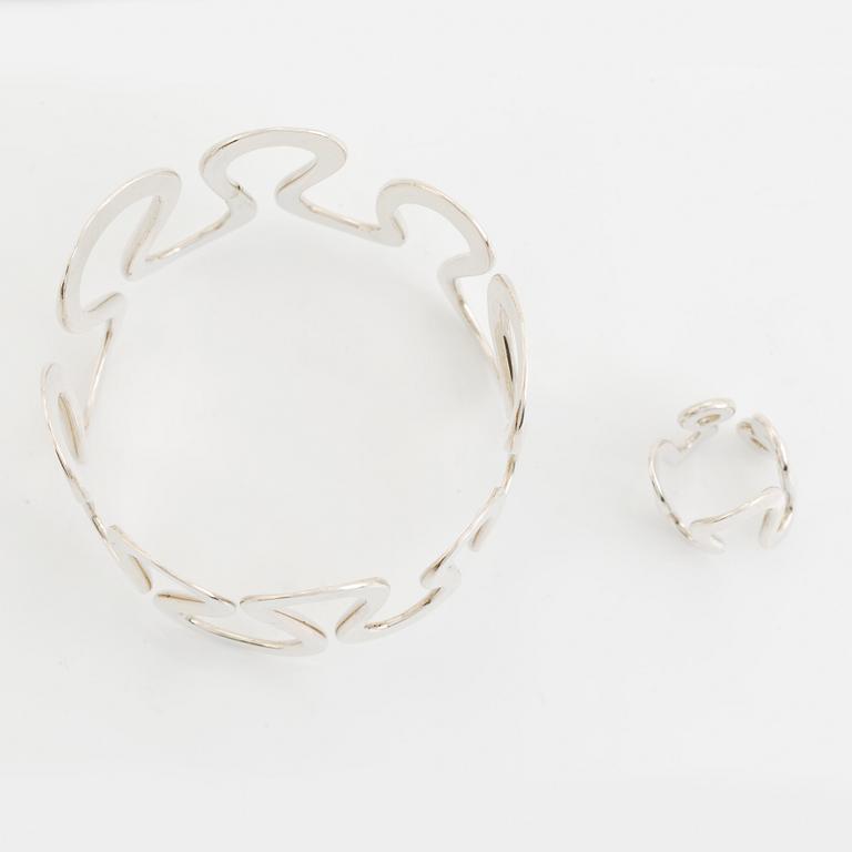 Anna-Greta Eker, bangle and ring, sterling silver. Norway.