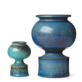 77. Stig Lindberg, two stoneware vases, Gustavsberg studio, Sweden 1963-64.