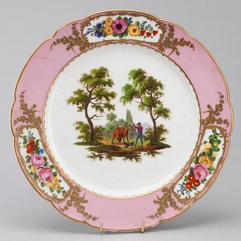 TALLRIKAR, 2 st, porslin, empire, Feuillet a Paris, Frankrike ca 1820-1840.