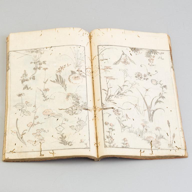 13 Japanese woodblock printed books with illustrations, 19th century.