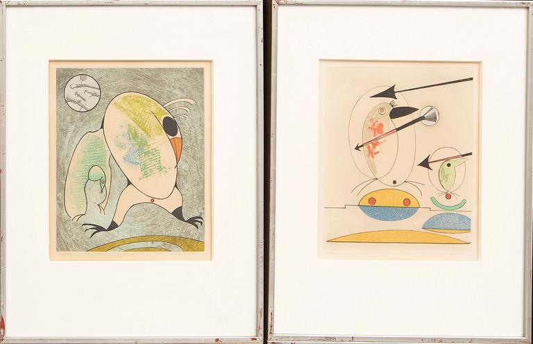 Max Ernst,  a set of eight etchings with collage signed and numbered 31/100.