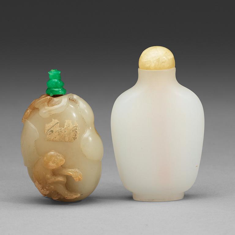 Two Chinese snuff bottles, early 20th Century.