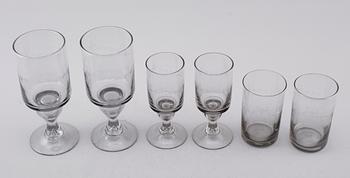 GLASSERVIS, 19 delar, röktonade, "Antik", Reijmyre, 1900-talets andra hälft.