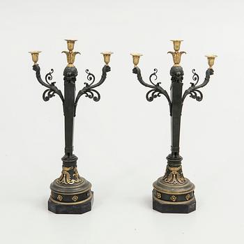 Candelabra, a pair, Empire style, mid-19th century.