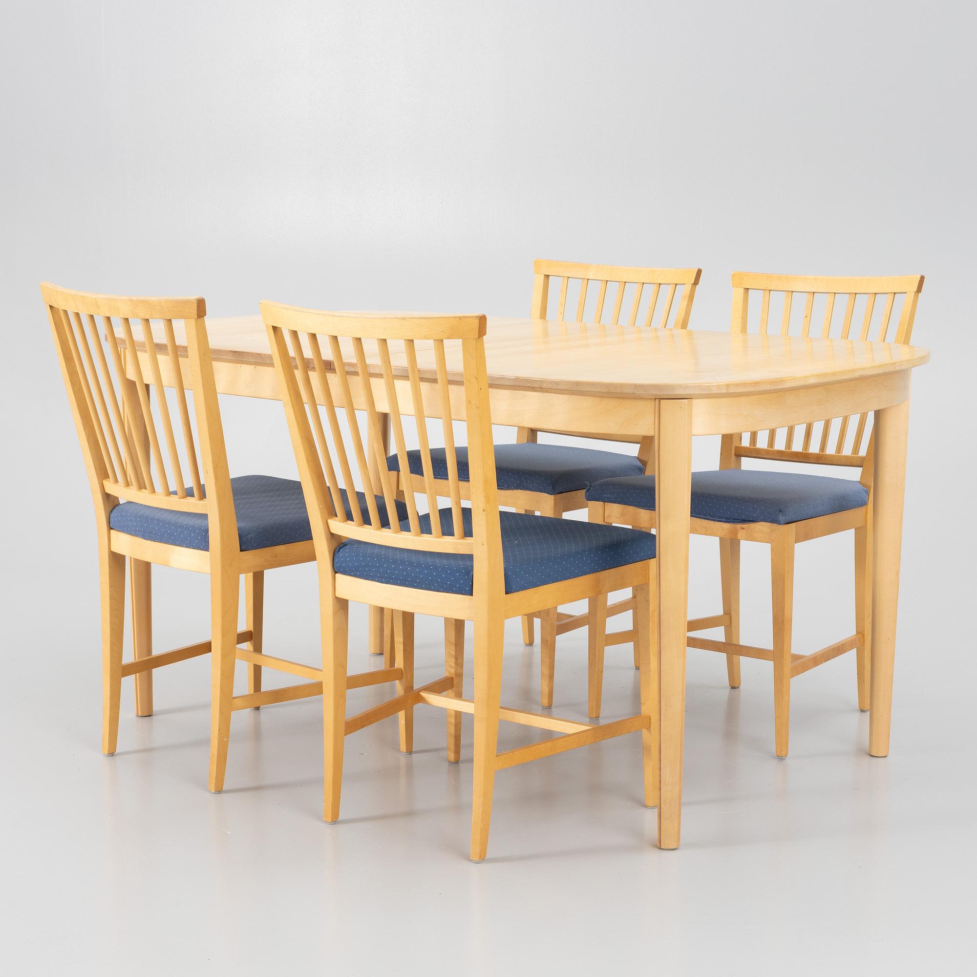 Carl Malmsten, matbord med 4 stol."Vardags", Stolab, 1999.