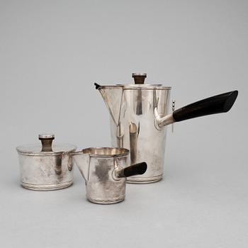 KAFFESERVIS, 3 del, silver, Grun & Co Ab Hugo, Stockholm 1946. Vikt ca 674 g.