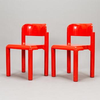 An interior set in red plastic from the 1970s, 7 parts.