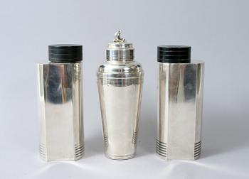 COCKTAILSHAKERS, ett par, nysilver, Folke Arström, GAB samt SHAKER, nysilver.