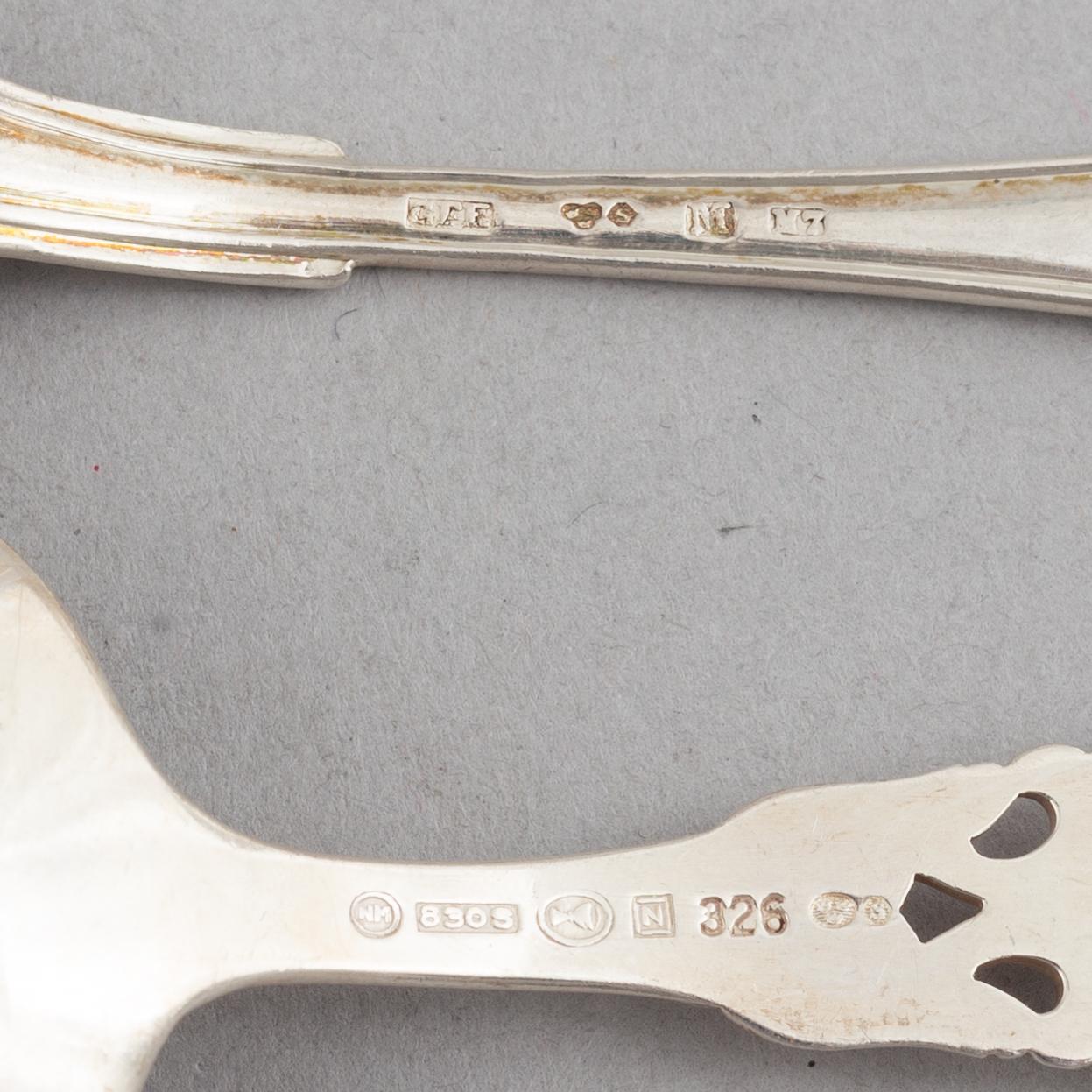 Cutlery, 27 pieces, silver, 18th-19th Century, mostly Sweden.