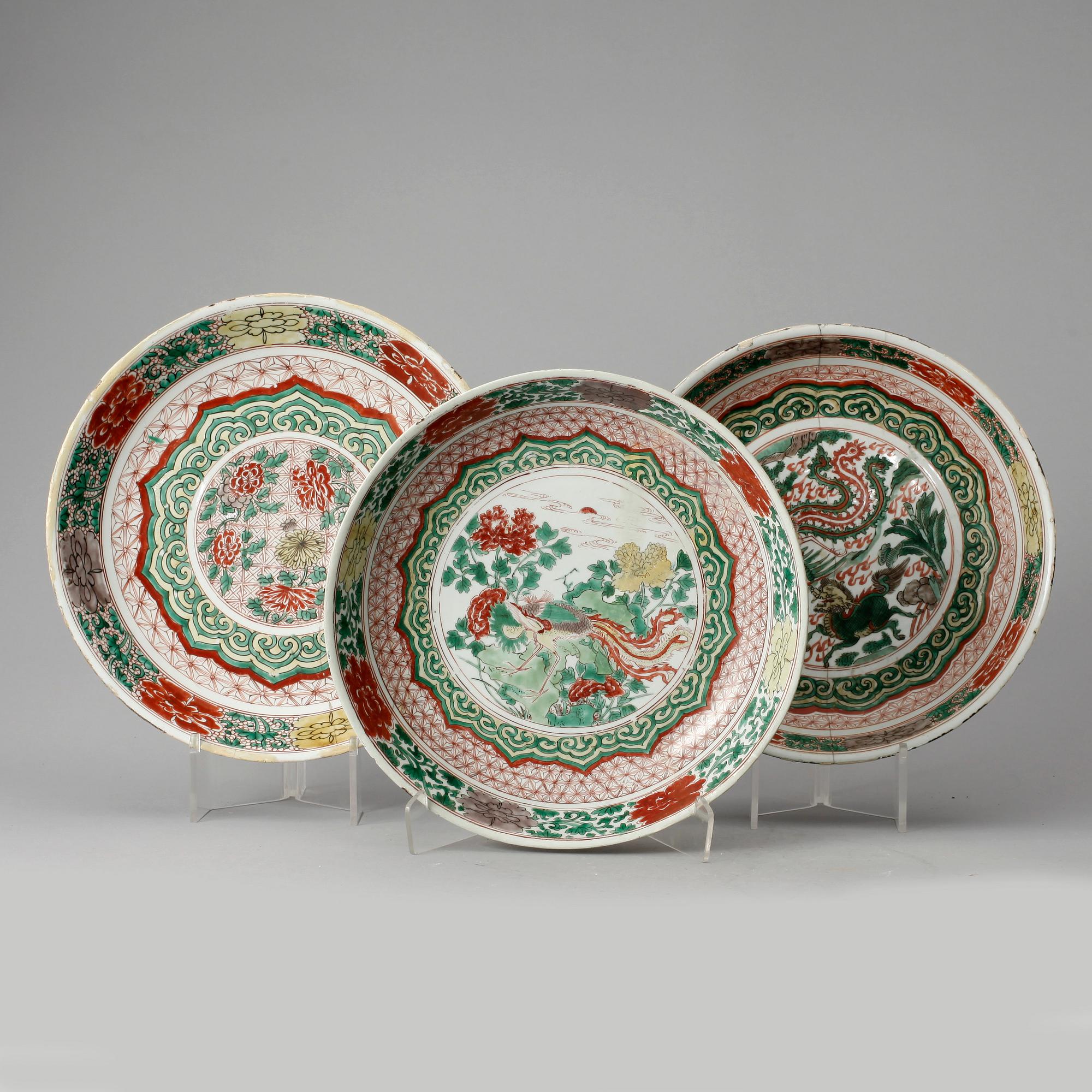 FAT, 3 st, porslin, Kina, Kangxi, (1664-1722).