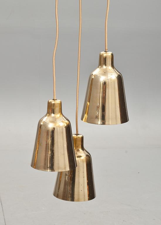 A Hans Bergström brass hanging lamp, Ateljé Lyktan, Åhus, 1940's-50's.