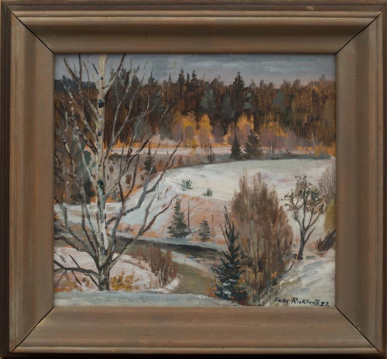 FOLKE RICKLUND, olja på pannå, signerad och daterad 27.