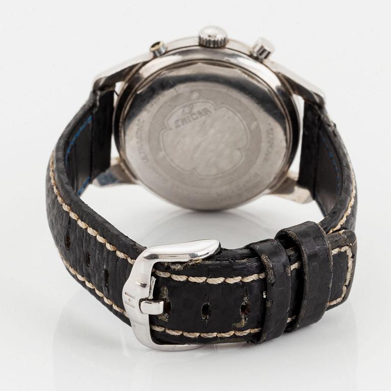 Enicar, Sherpa Graph, chronograph, "Mark 1a", “Gladius hands”, “Tachymetre Base 1000”, "Stirling Moss".