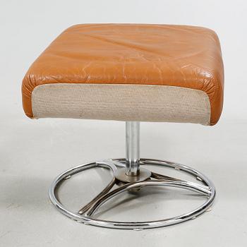 A pair of armchair and foot stools from Ikea, made in the fourth quarter of the 20th century.