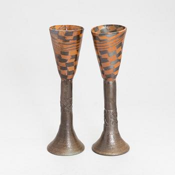 Elina Sorainen, two ceramic beakers, signed and dated 2002.