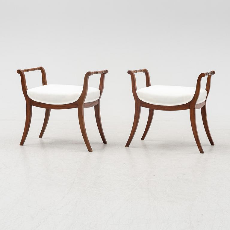 A pair of Karl-Johan stools, mid 19th century.