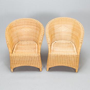 Korituoleja, 3 kpl, rottinki, vuosisadan vaihde 1900/2000.