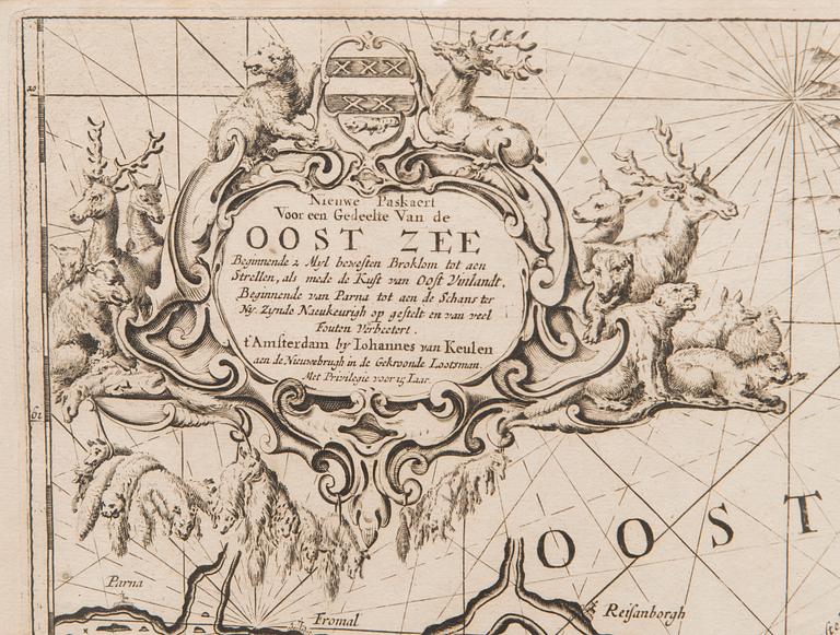 A 1680s copper engraved map by Johannes van Keulen.