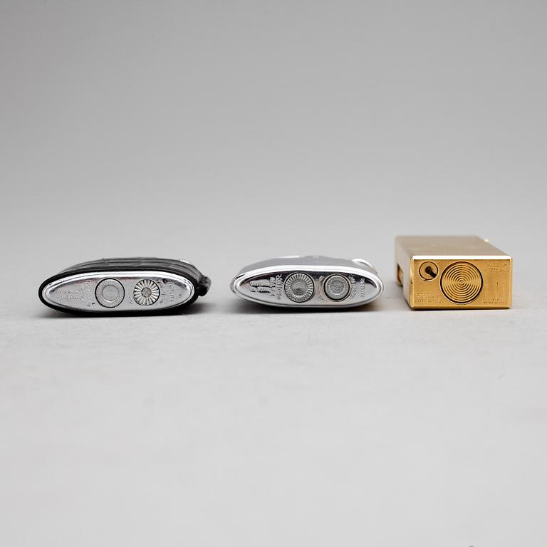 TÄNDARE, 3 st, Ronson samt Dunhill, 1900-talets andra hälft.