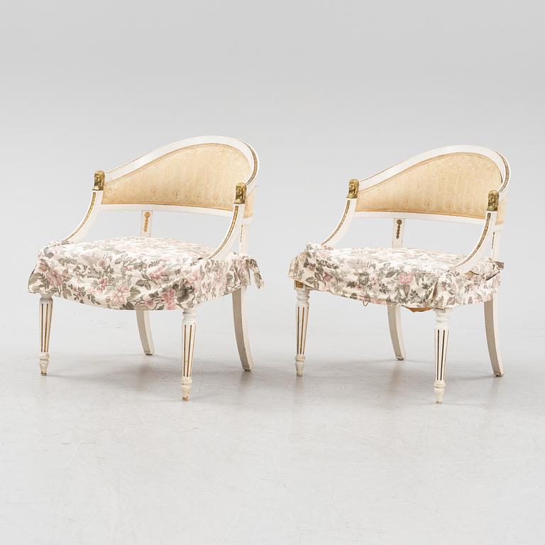 A pair of Gustavian style chairs, late 19th Century.