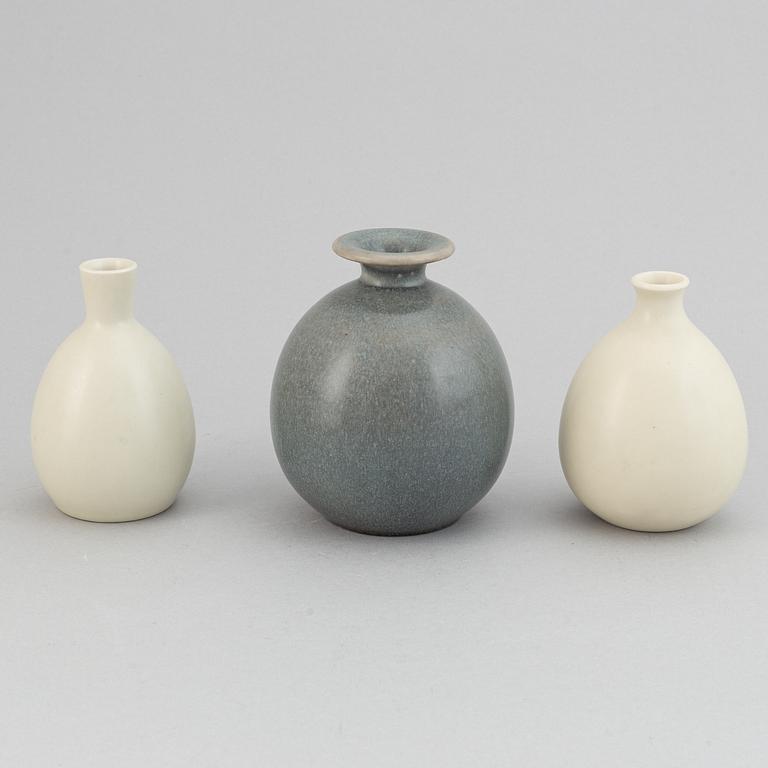 Erich & Ingrid Triller, a set of three stoneware vases, Tobo.