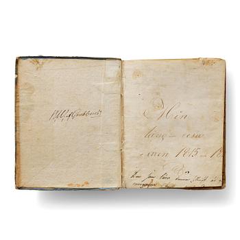 196. Unik handskriven journal från Nils Wilhelm af Grubbens sjöresa till St. Barthélemy 1815-16.