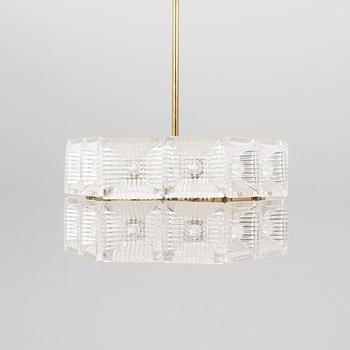 Carl Fagerlund, a glass and brass ceiling pendant Orrefros later part of the 20th century.