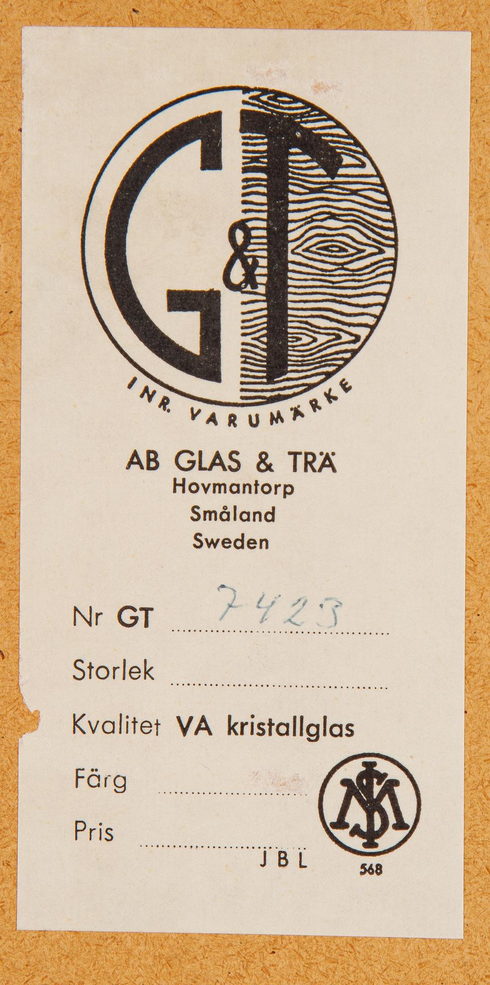 A mirror, AB Glas & Trä, Hovmantorp, mid 20th century.