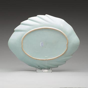 A blue and white leaf-shaped dish, Qing dynasty, Qianlong (1736-95).