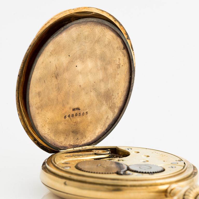 Omega, pocket watch, hunter case, 18K gold, 52.5 mm.