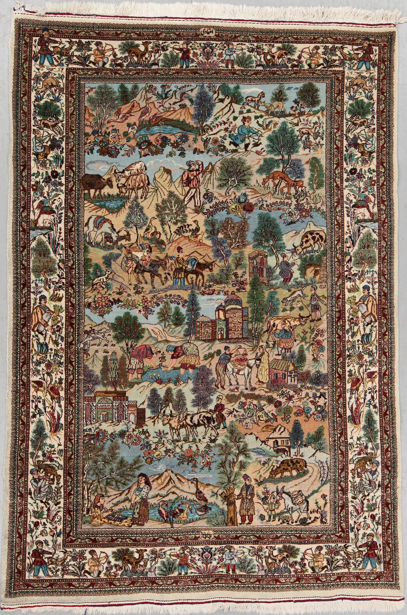 MATTA, old, Täbriz, figural, sign. ca 230x155.