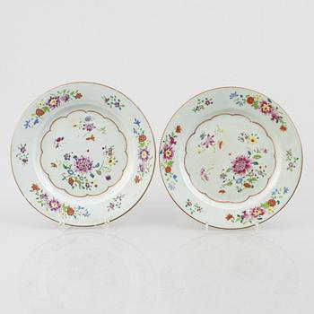 Four export porcelain plates, China, Qianlong (1736-95).