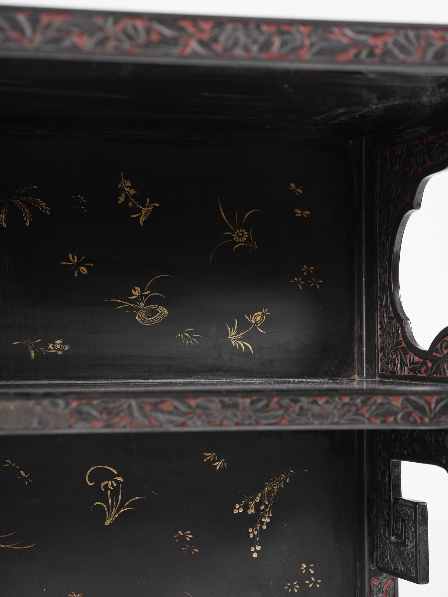 A lacquer display cabinet, late 19th century.