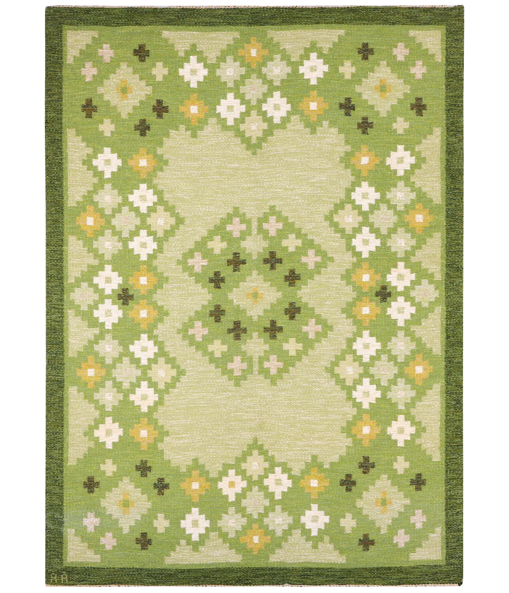 Åsa Åkerblom, a flat weave carpet, "Ljusterö", signed ÅÅ, Sweden, c. 238 x 167 cm.