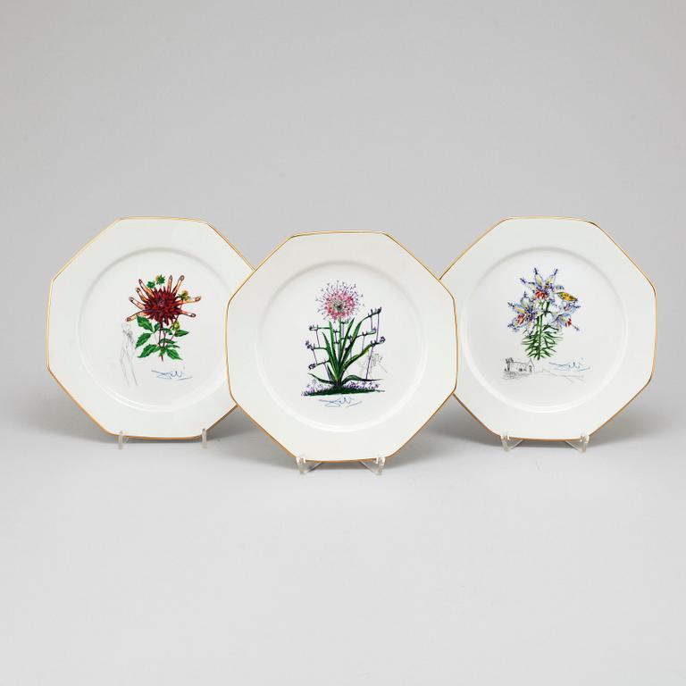 Twelve porcelain plates by Salvador Dali for Royal Copenhagen, Denmark, 1980s.