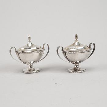 A pair of swedish empire style silver sugar bowls, mark of Bengt Ericsson, Stockholm 1934-35.