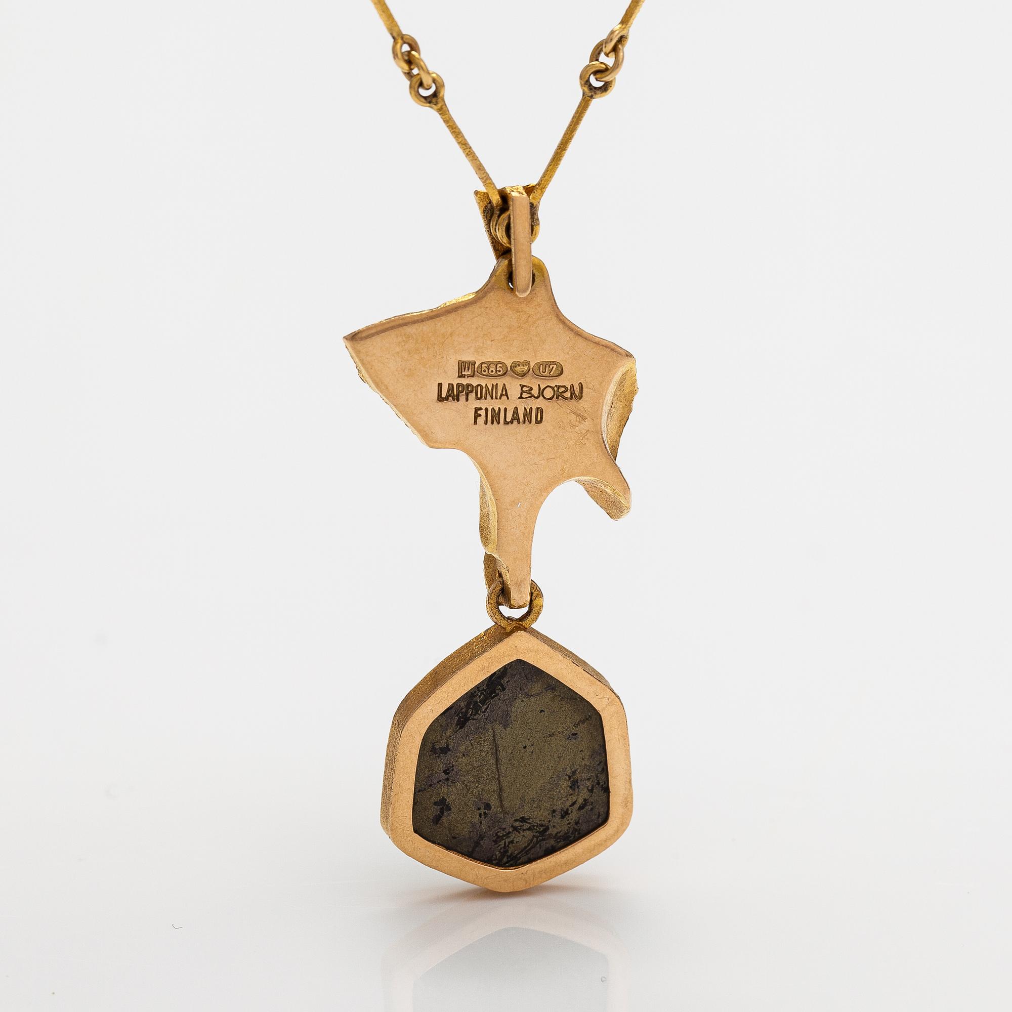 Björn Weckström, "Joiku", a 14K gold and copper ore necklace. Lapponia 1973.