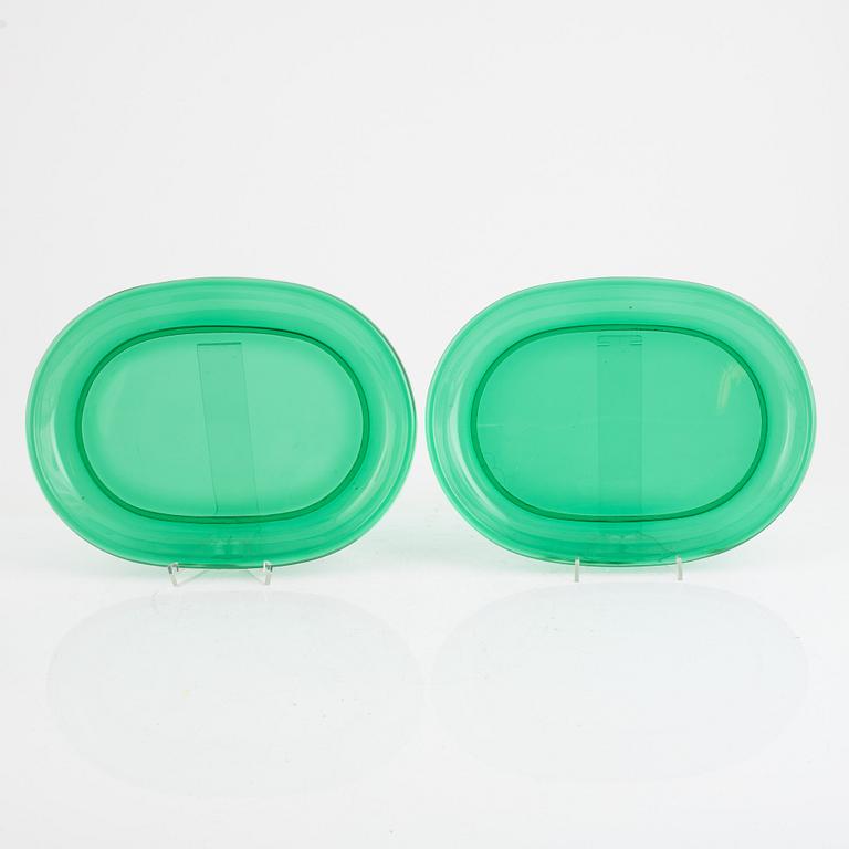 Josef Frank, four glass lobster plates, Firma Svenskt Tenn, Sweden.