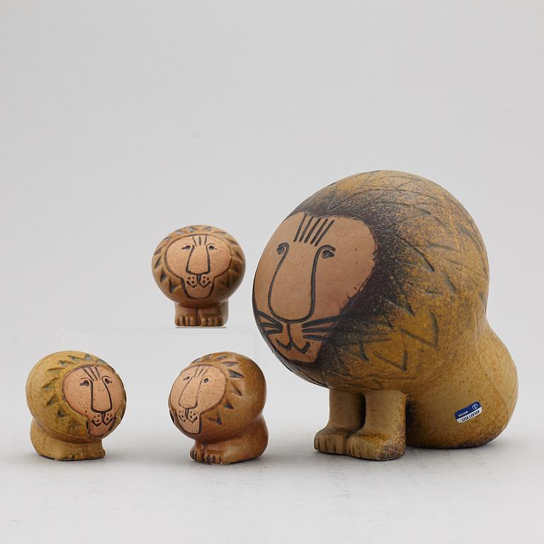 LISA LARSON, four stoneware lion figurines, Gustavsberg.