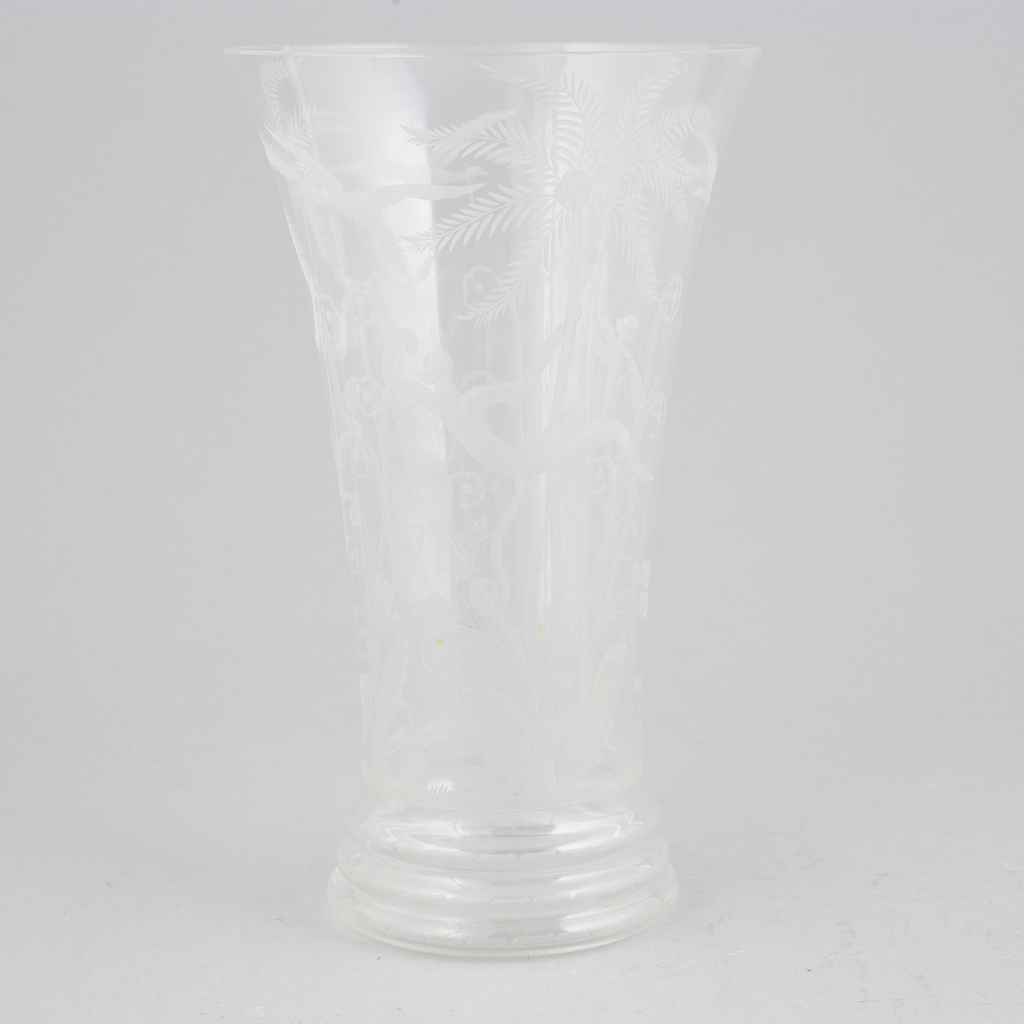 Edward Hald, a glass vase, 'Urskogen', Orrefors, numbered 378.