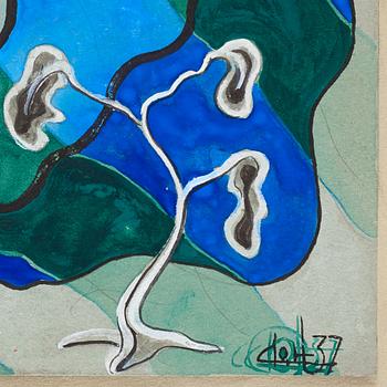 CO Hultén,  gouache, signed with monogram and dated -37.