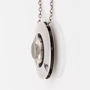 Collier silver med stor bergkristall, Niels Erik From.