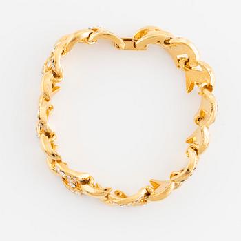 Oscar de la Renta bracelet, yellow metal with strass.