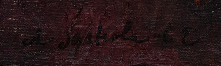 ALPO JAAKOLA, NAINEN LILASSA.