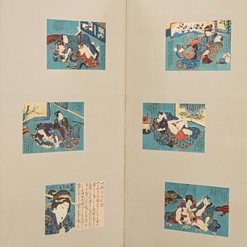 Vikskärm med träsnitt, okänd konstnär, Japan, 1900-tal.